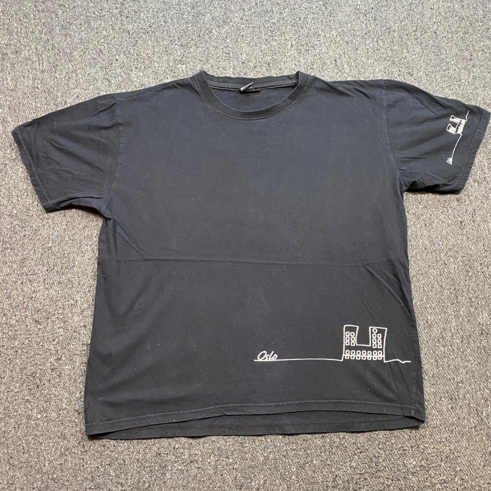 Oslo City Hall Souvenir TShirt Sz XXL Mens Black Skater Minimalist Line Art Logo